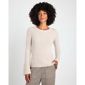 Splendid Sweater Womens Large Beige Ribbed Knit Scoop Neck Long Sleeve Size XS